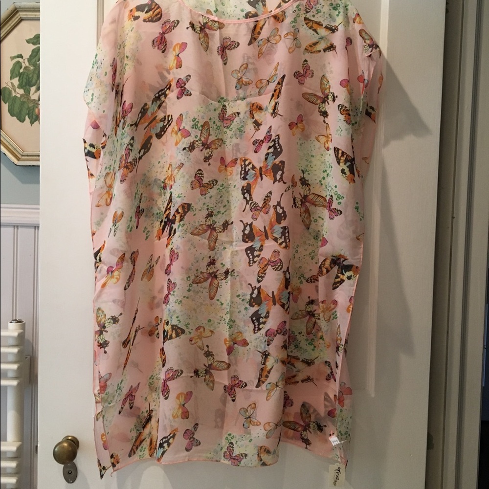 Swim Beach Pink Butterfly Cover Up OS